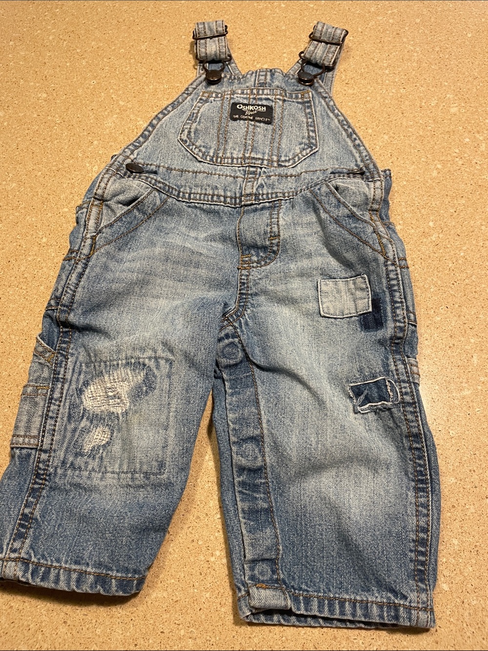 OshKosh B'gosh Distressed Light Blue Denim Overalls for Kids
